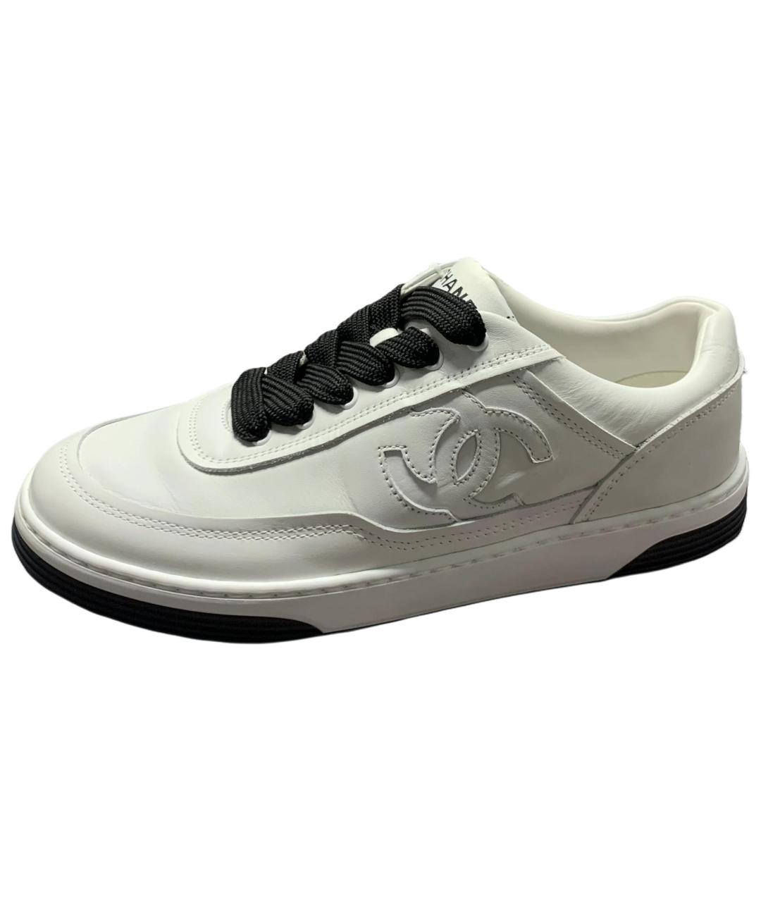 CHANEL Белые кожаные кроссовки, фото 2