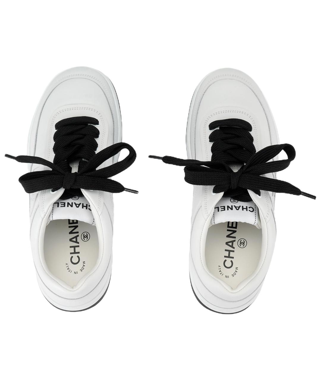 CHANEL Белые кожаные кроссовки, фото 5