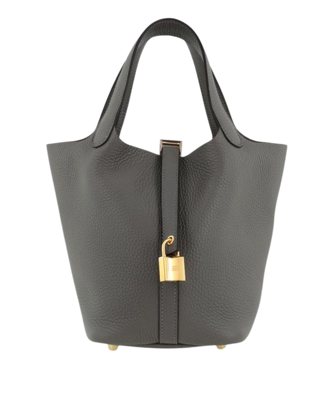 HERMES Серая кожаная сумка через плечо, фото 1