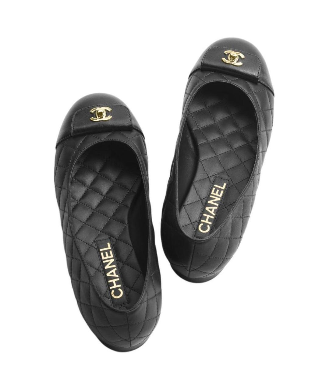 CHANEL Черные кожаные балетки, фото 4