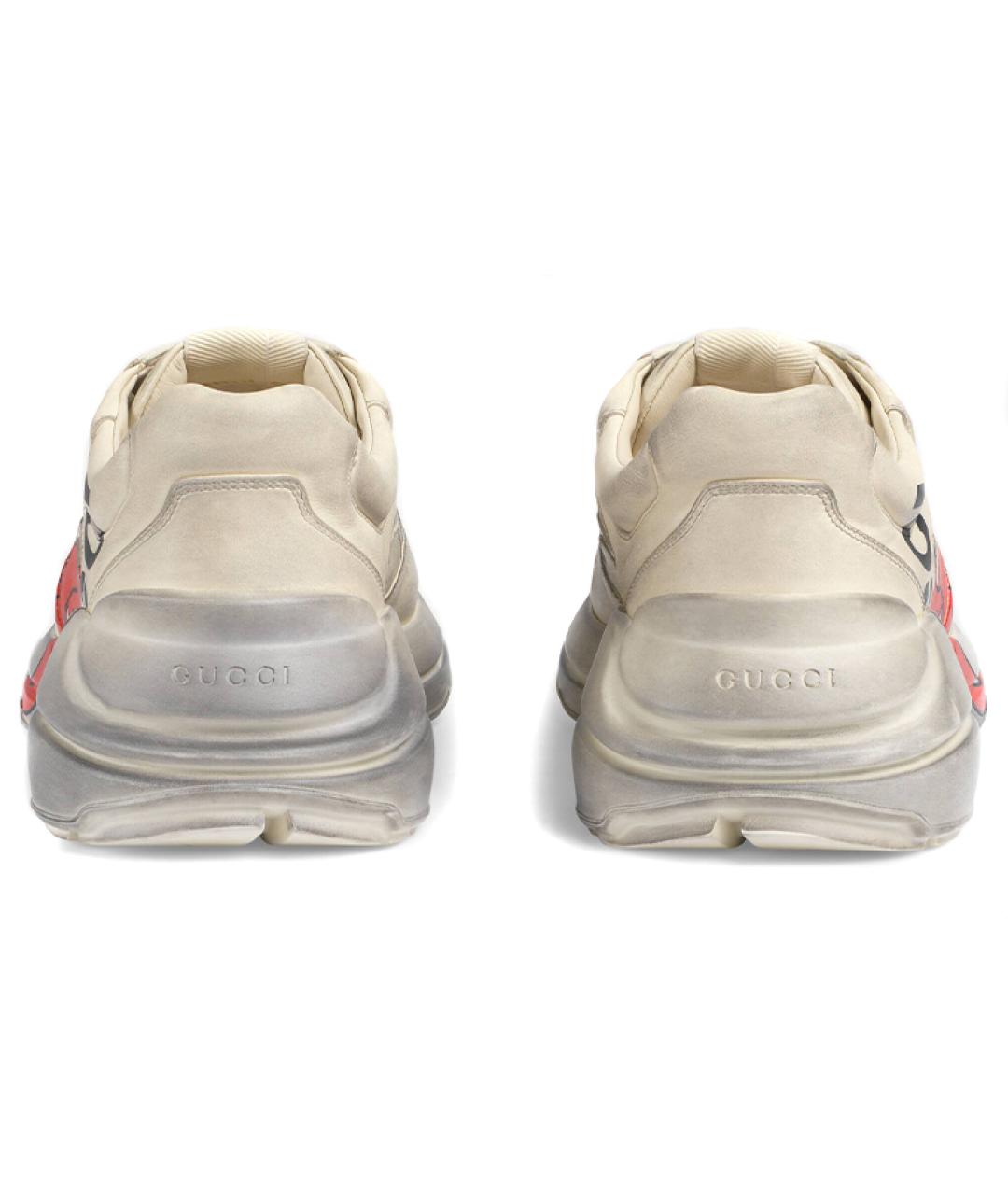 GUCCI Бежевые кожаные высокие кроссовки / кеды, фото 5