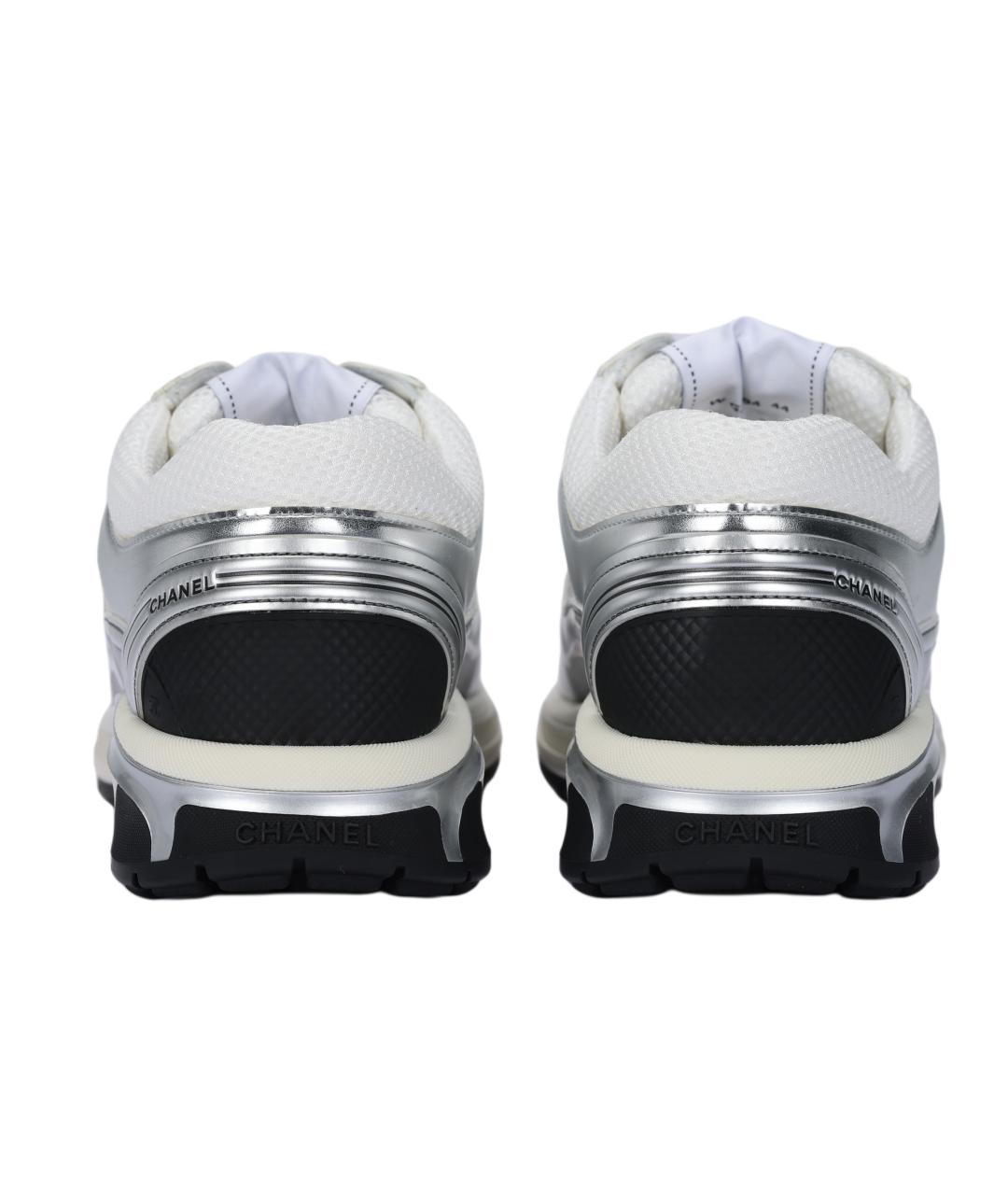 CHANEL Серебряные кожаные кроссовки, фото 4