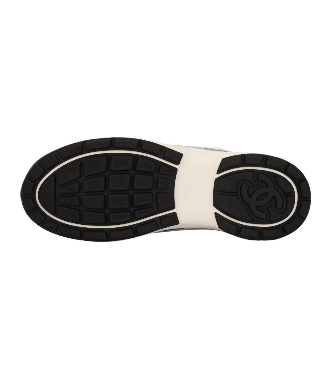 CHANEL Серебряные кожаные кроссовки, фото 5