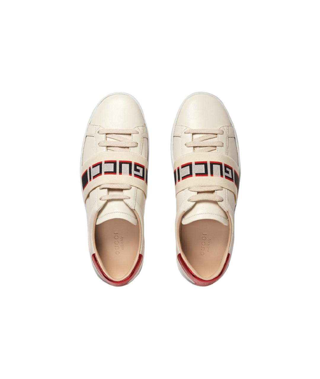 GUCCI Бежевые кожаные кеды, фото 4