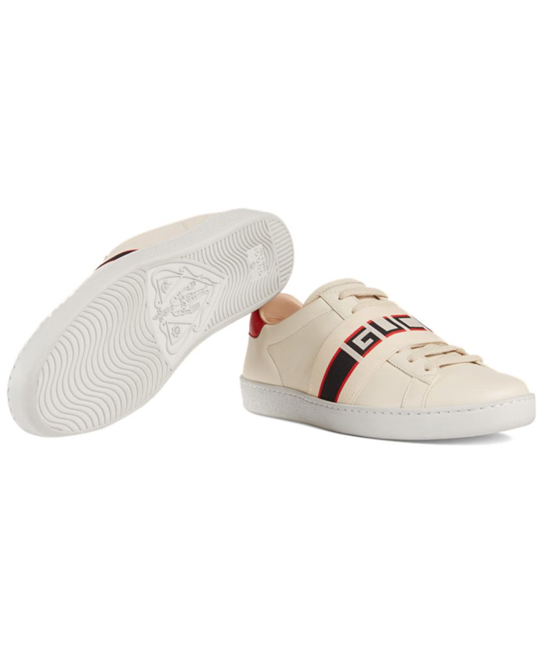 GUCCI Бежевые кожаные кеды, фото 6