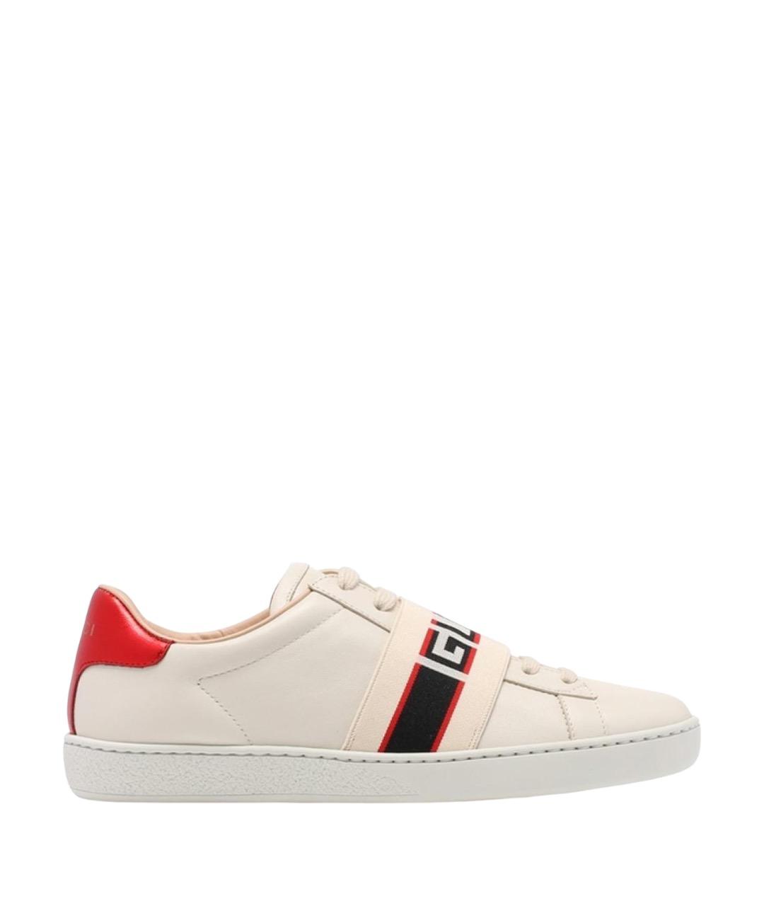 GUCCI Бежевые кожаные кеды, фото 1