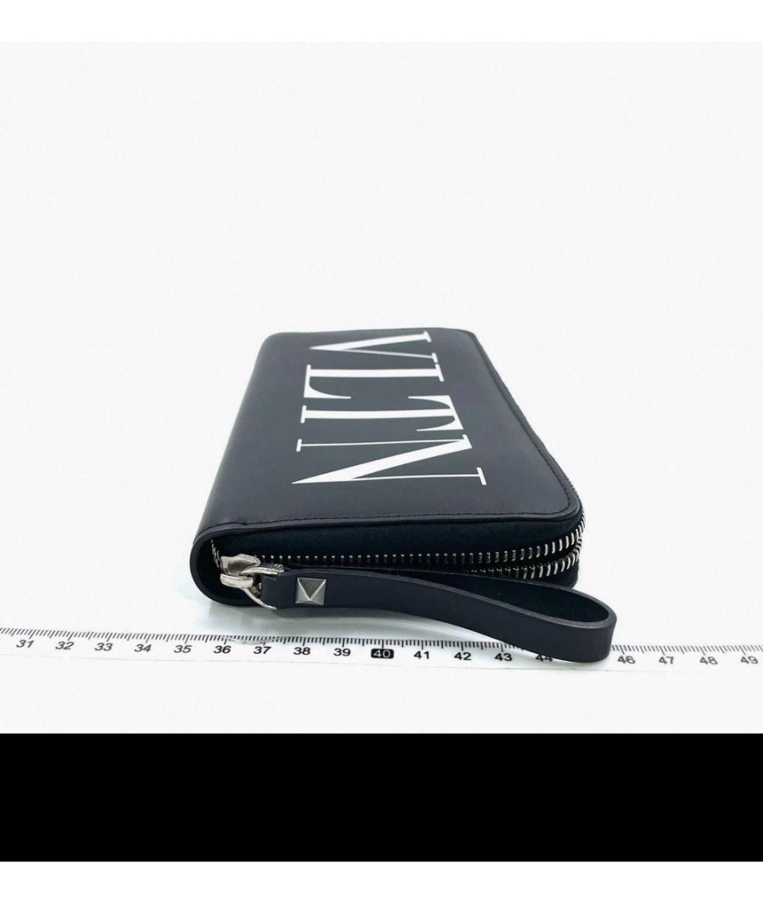 VALENTINO Черный кожаный кошелек, фото 4