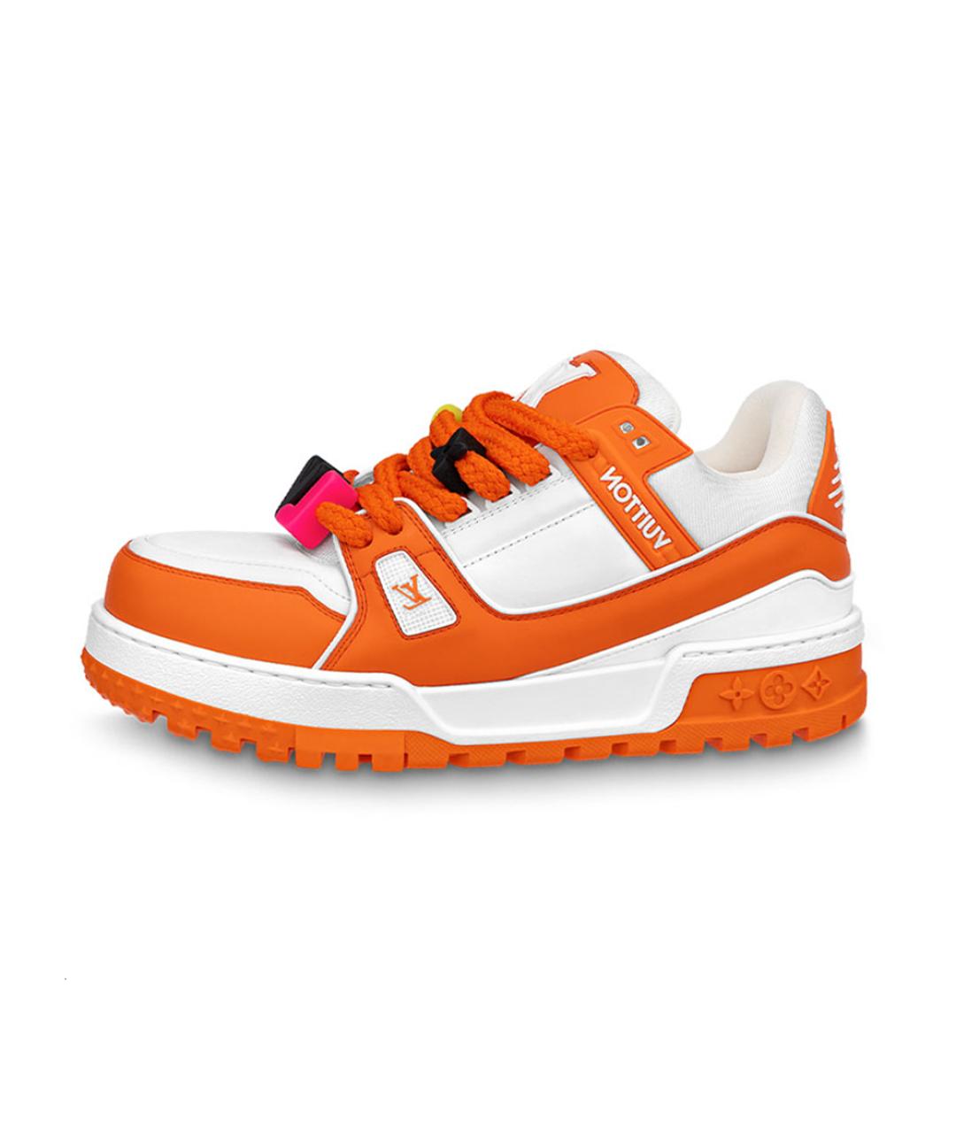 LOUIS VUITTON Оранжевое кожаные низкие кроссовки / кеды, фото 2