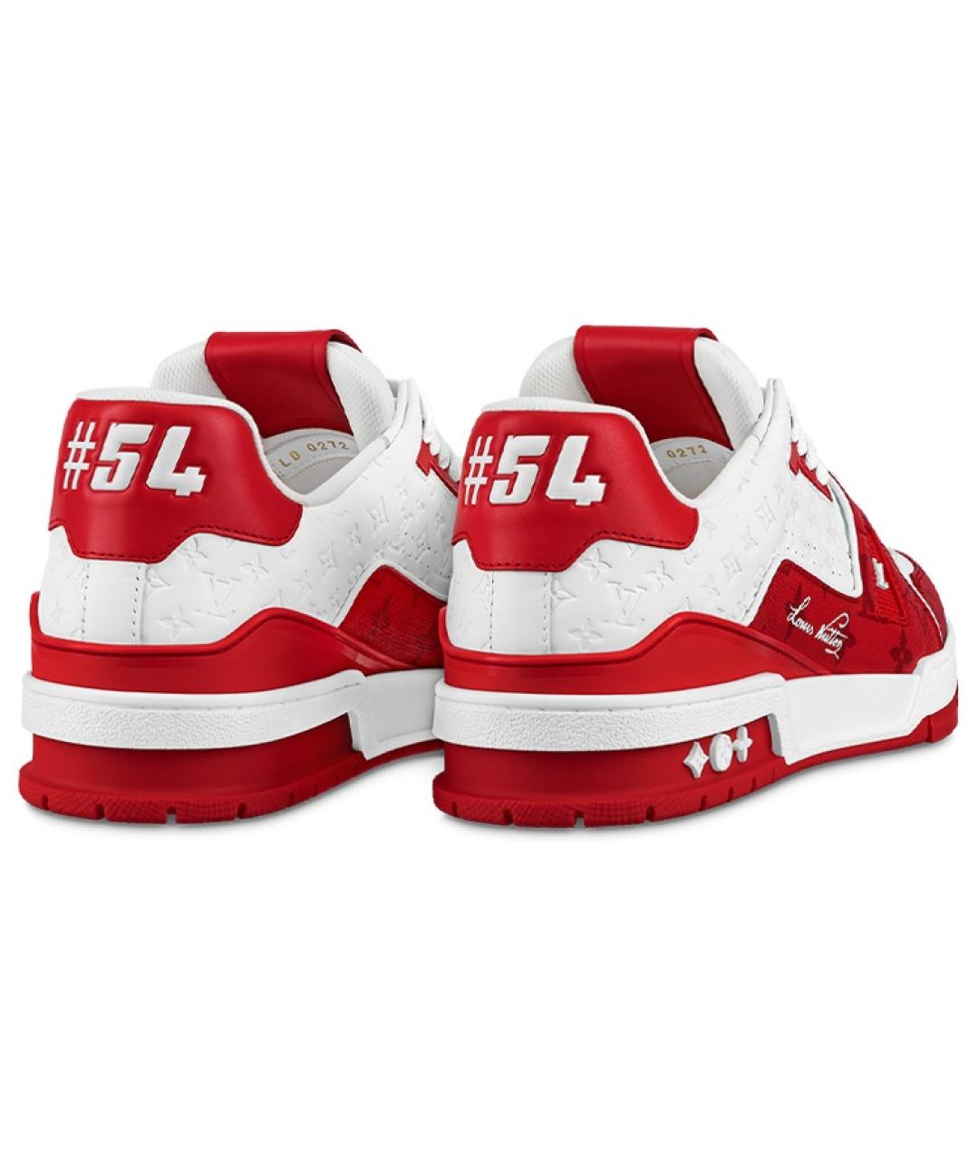 LOUIS VUITTON Красные кожаные кроссовки, фото 4