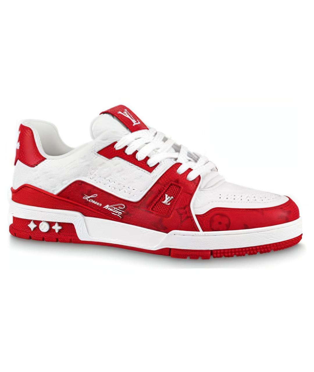 LOUIS VUITTON Красные кожаные кроссовки, фото 1