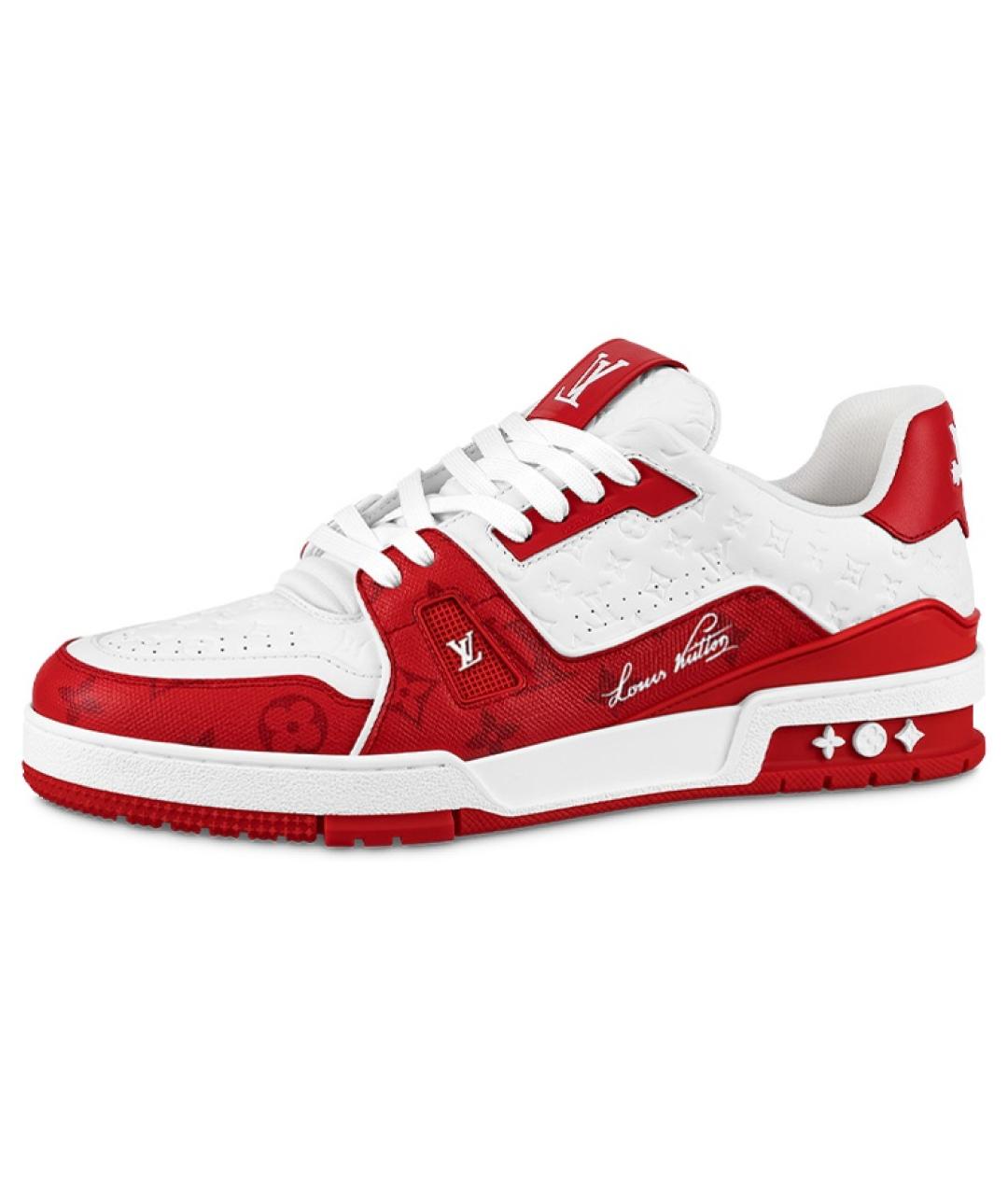 LOUIS VUITTON Красные кожаные кроссовки, фото 2