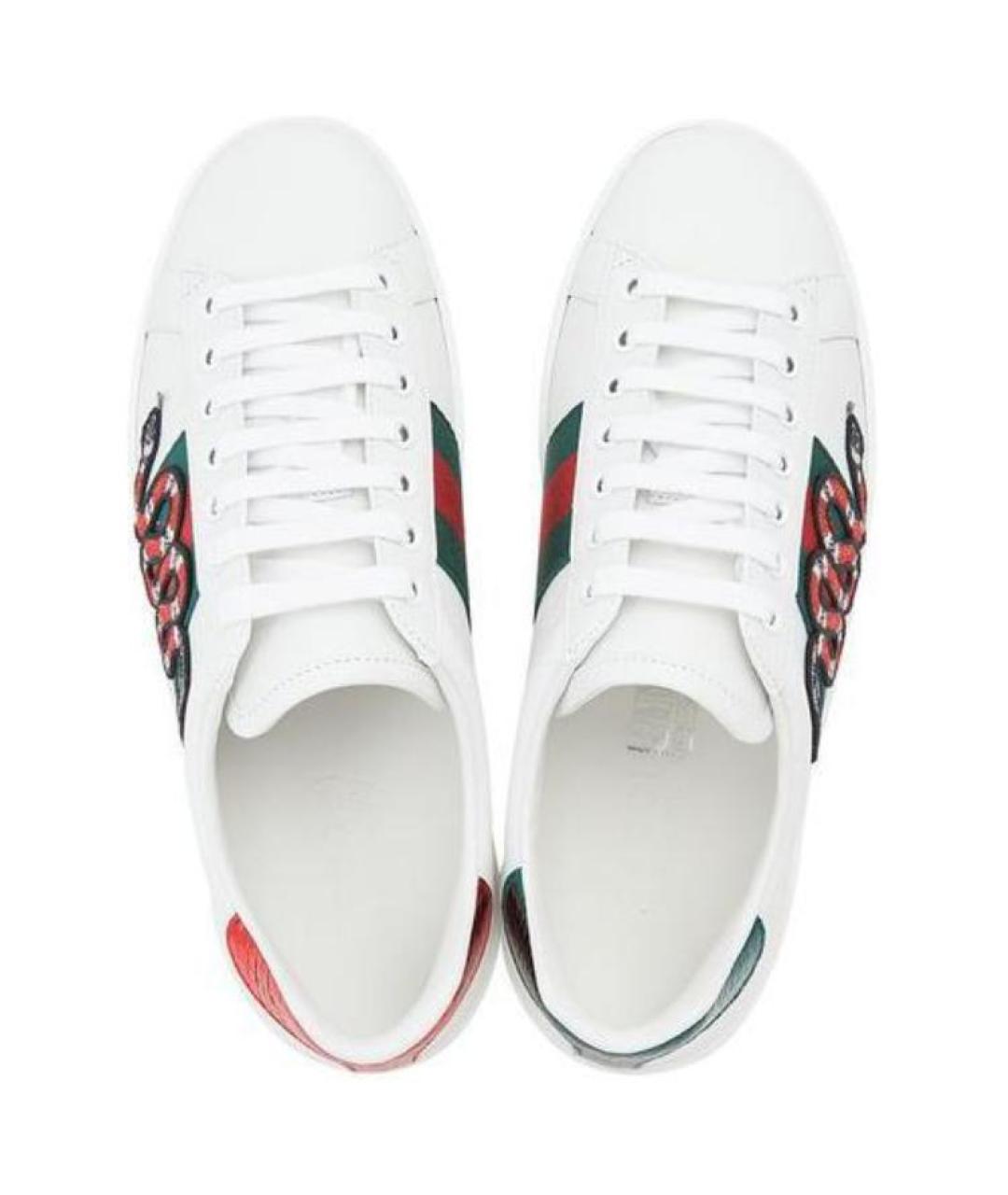 GUCCI Белые кожаные низкие кроссовки / кеды, фото 5