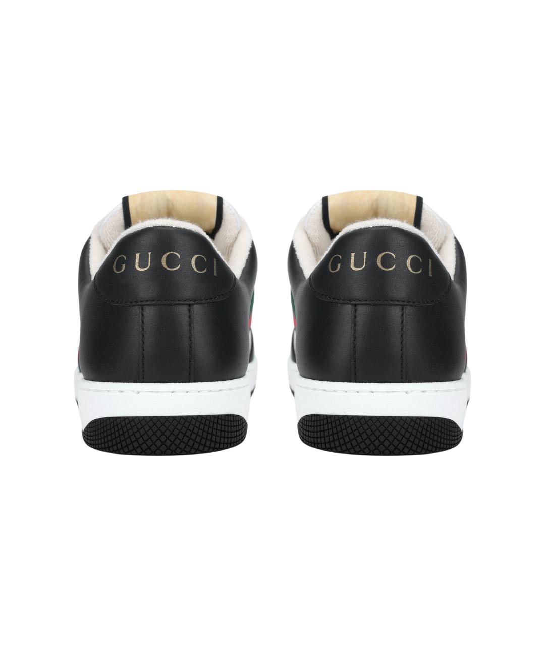 GUCCI Черные кожаные низкие кроссовки / кеды, фото 4