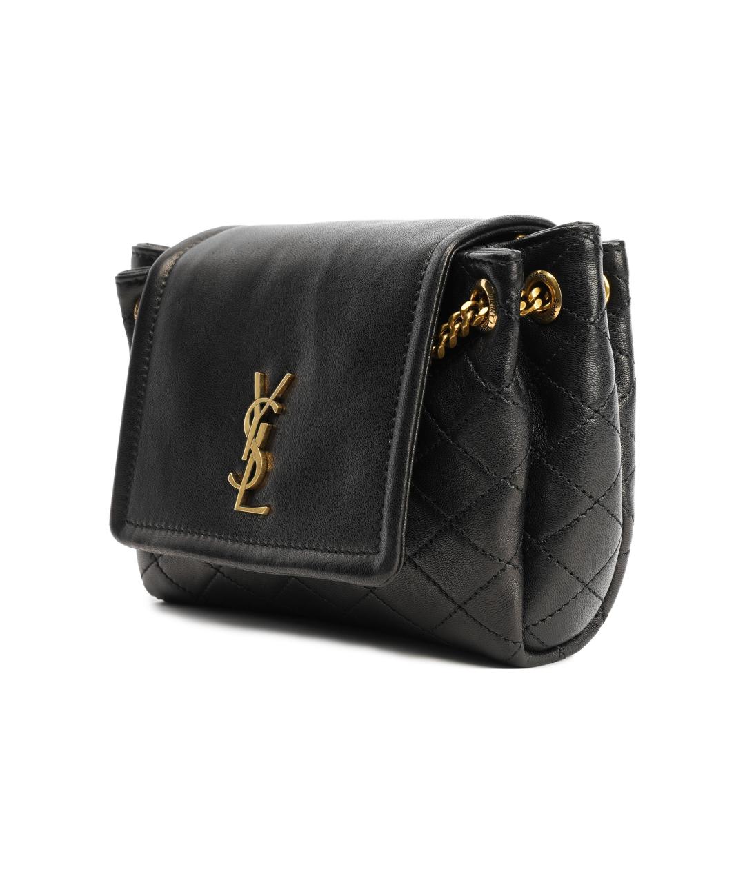 SAINT LAURENT Черная кожаная сумка через плечо, фото 2
