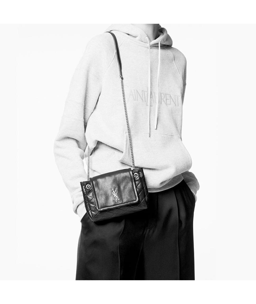 SAINT LAURENT Черная кожаная сумка через плечо, фото 5