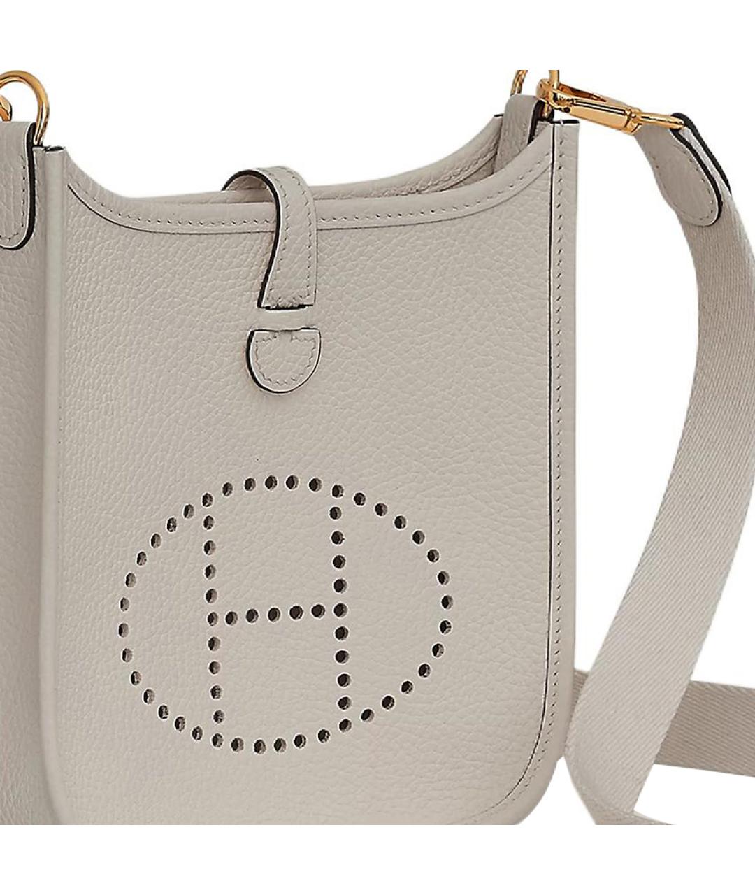 HERMES Белая кожаная сумка через плечо, фото 5