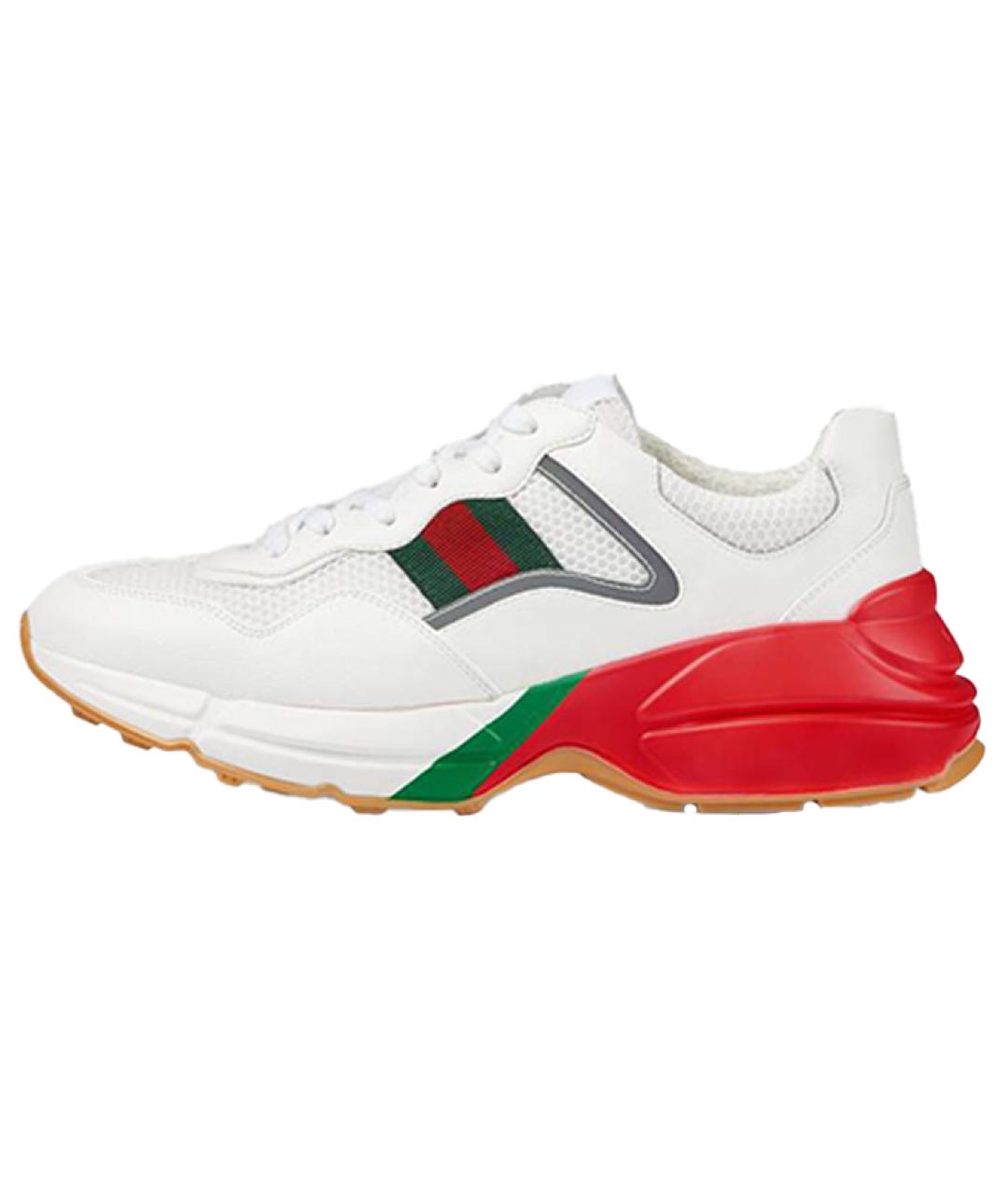 GUCCI Белые кожаные низкие кроссовки / кеды, фото 7