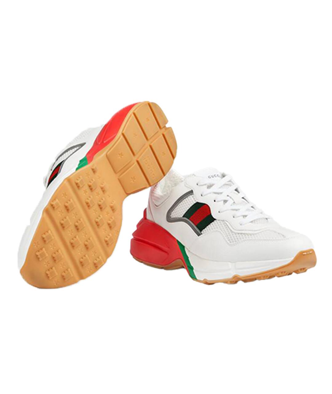 GUCCI Белые кожаные низкие кроссовки / кеды, фото 6