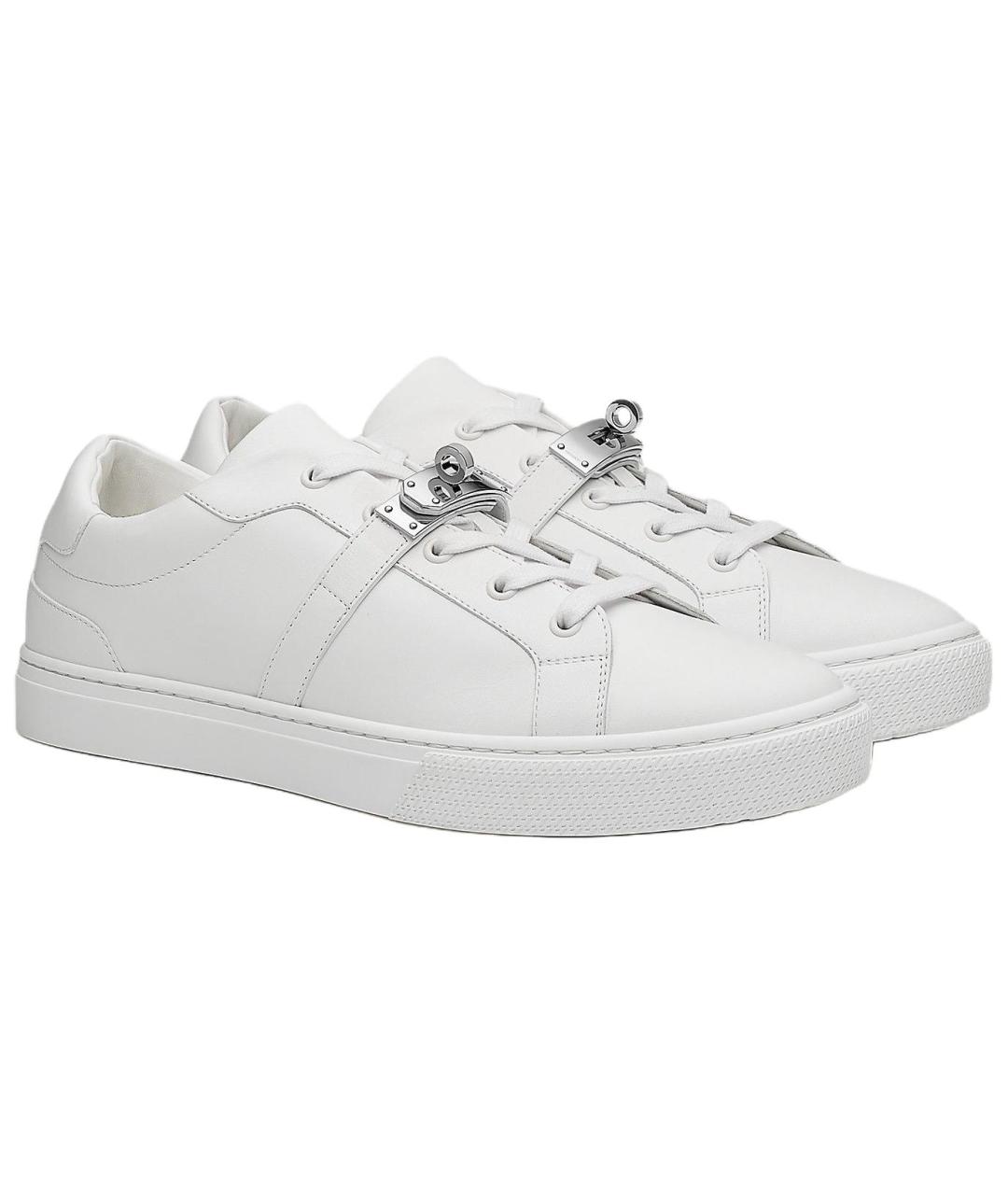 HERMES Белые кожаные низкие кроссовки / кеды, фото 3