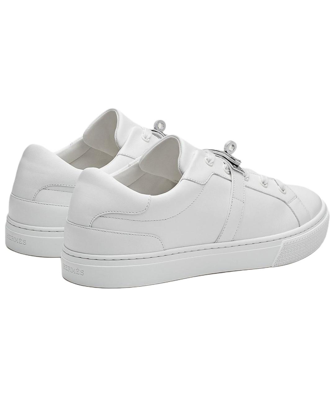 HERMES Белые кожаные низкие кроссовки / кеды, фото 4