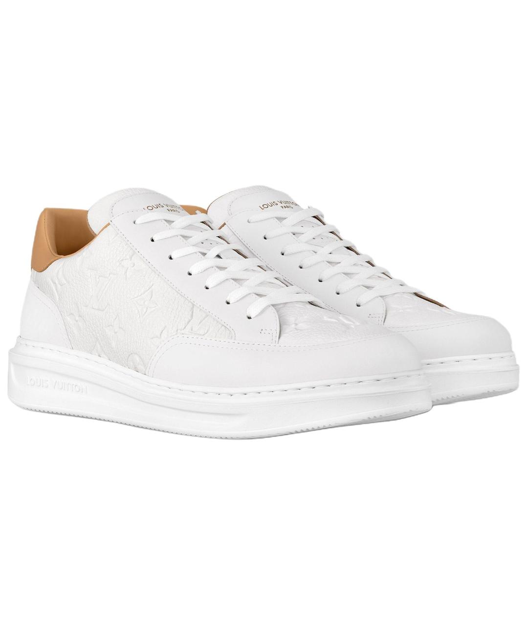 LOUIS VUITTON Белые кожаные низкие кроссовки / кеды, фото 3
