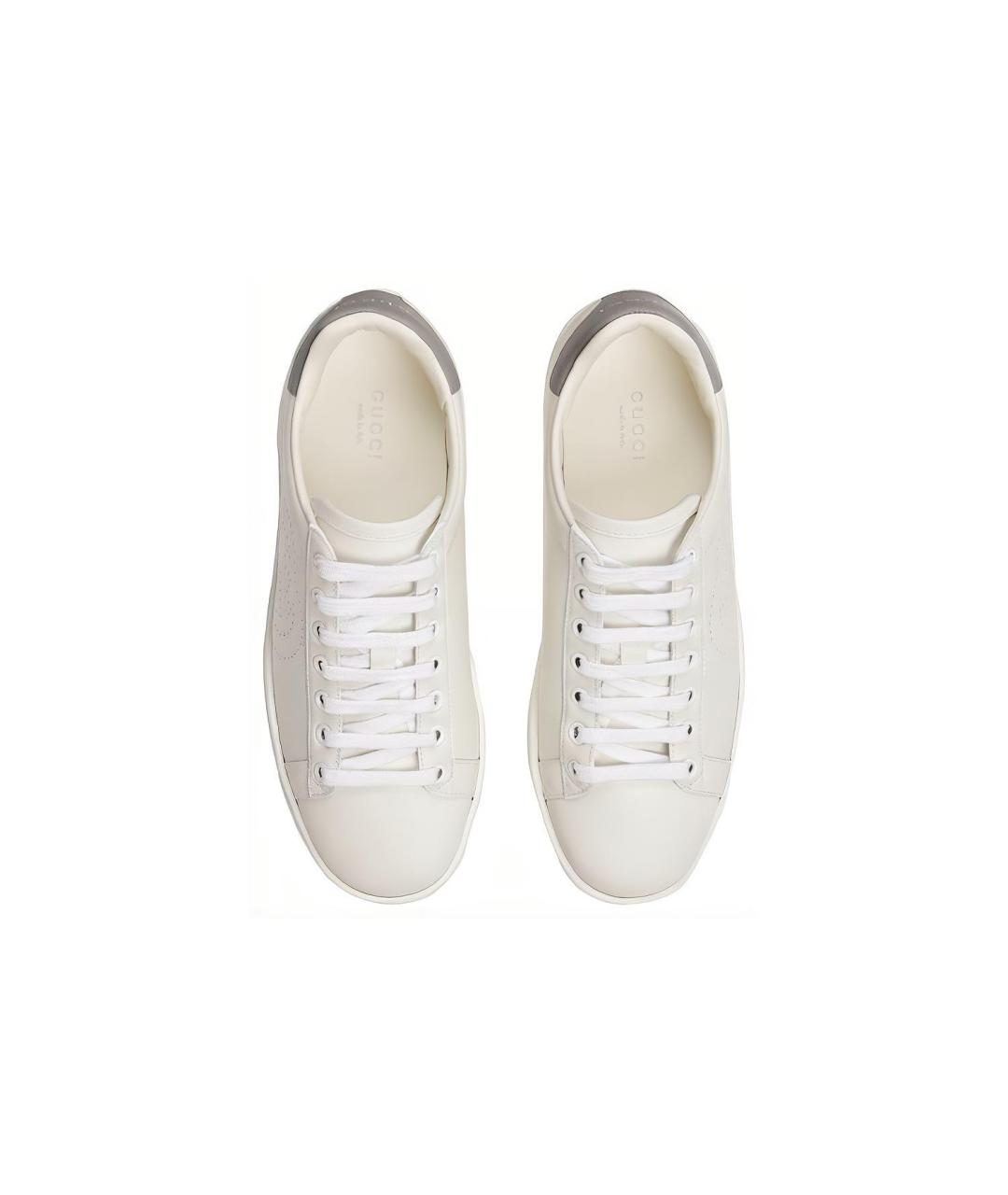 GUCCI Белые кожаные кроссовки, фото 4