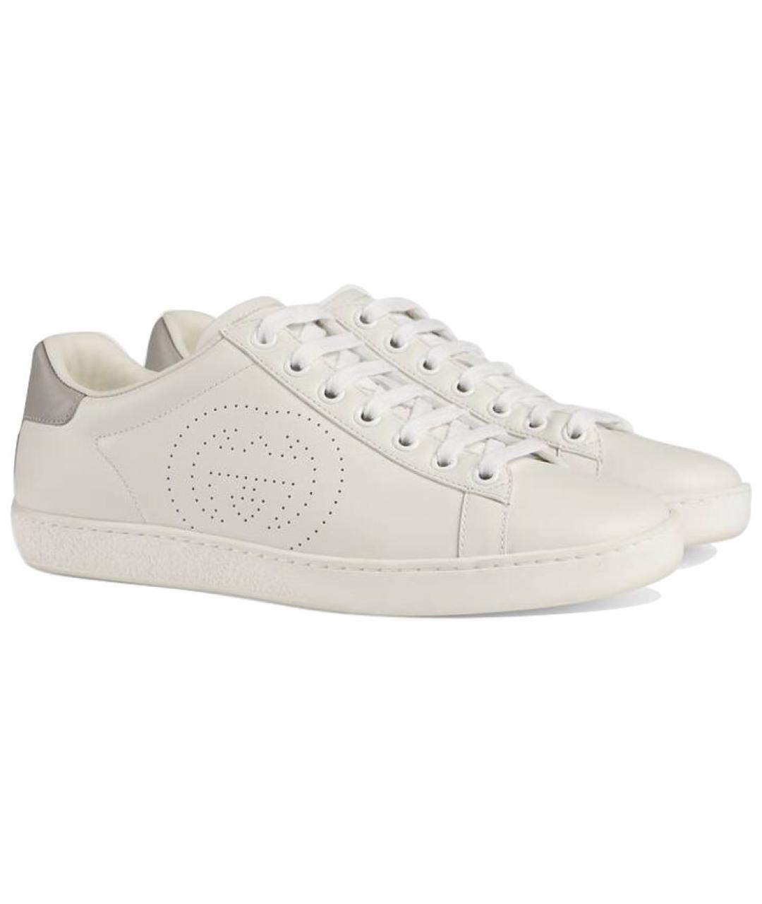 GUCCI Белые кожаные кроссовки, фото 3