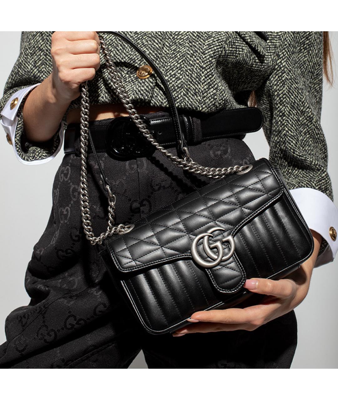 GUCCI Черная кожаная сумка через плечо, фото 6