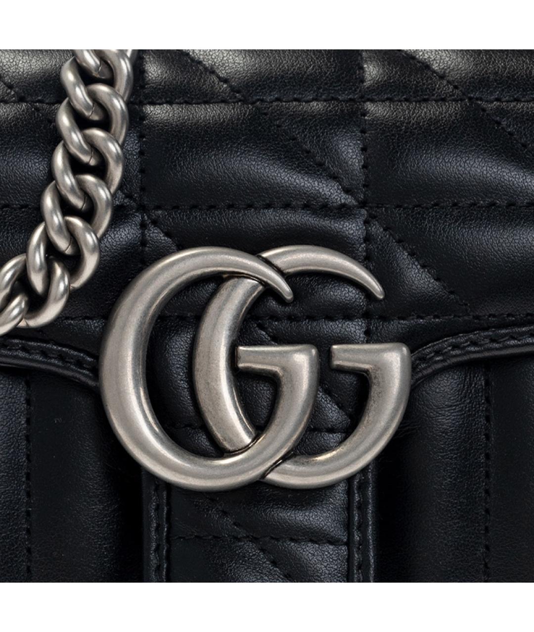 GUCCI Черная кожаная сумка через плечо, фото 5