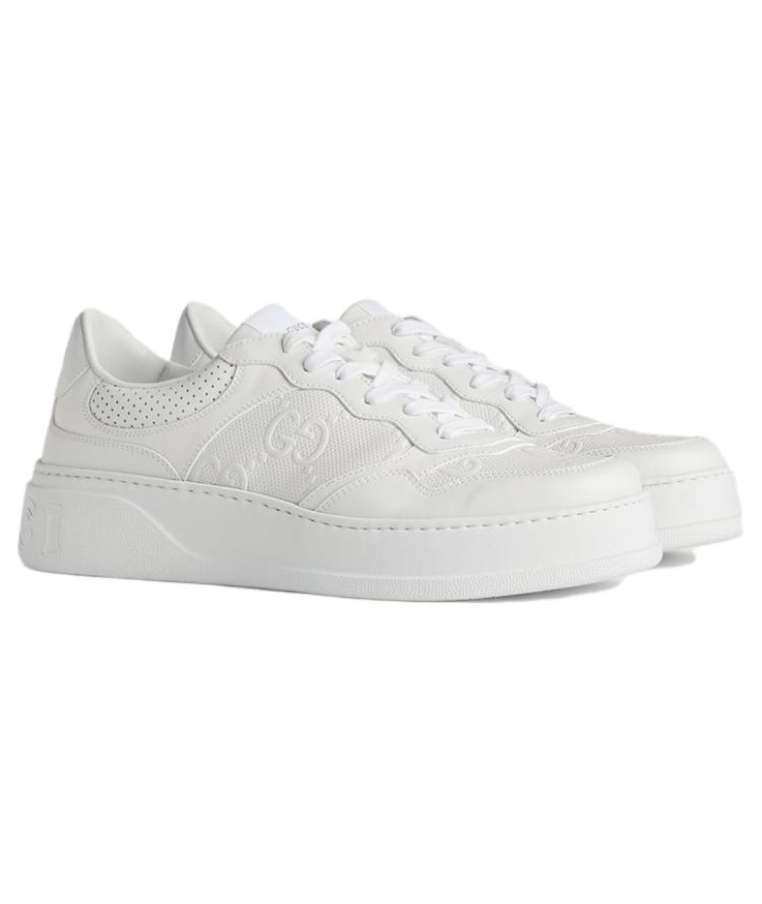 GUCCI Белые кожаные низкие кроссовки / кеды, фото 3