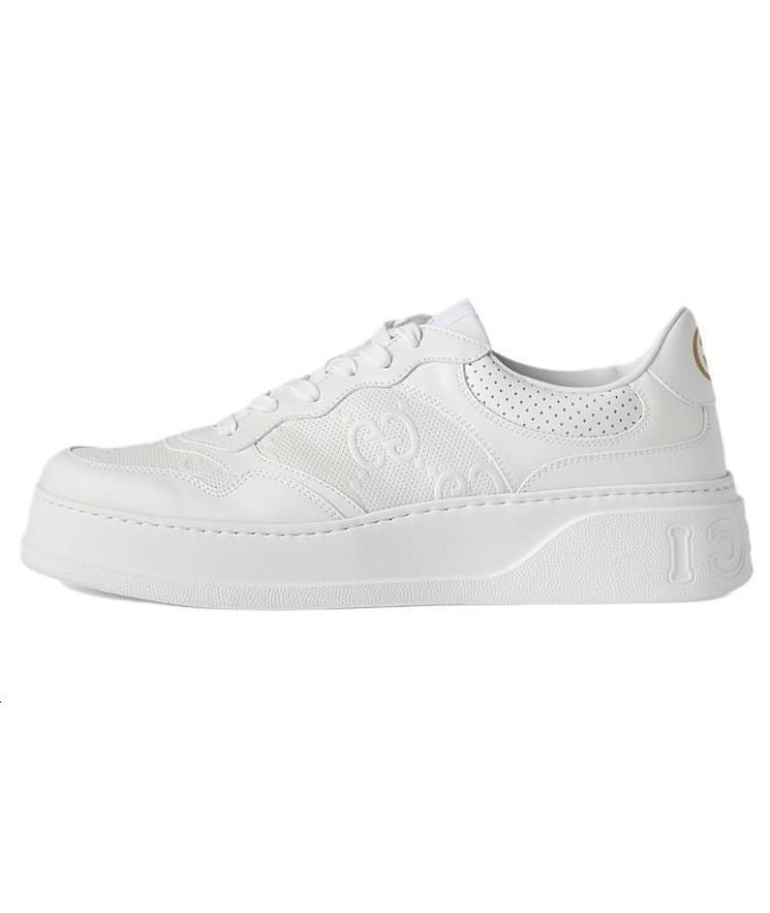 GUCCI Белые кожаные низкие кроссовки / кеды, фото 2