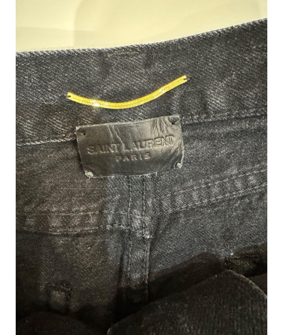 SAINT LAURENT Антрацитовая деним юбка мини, фото 3