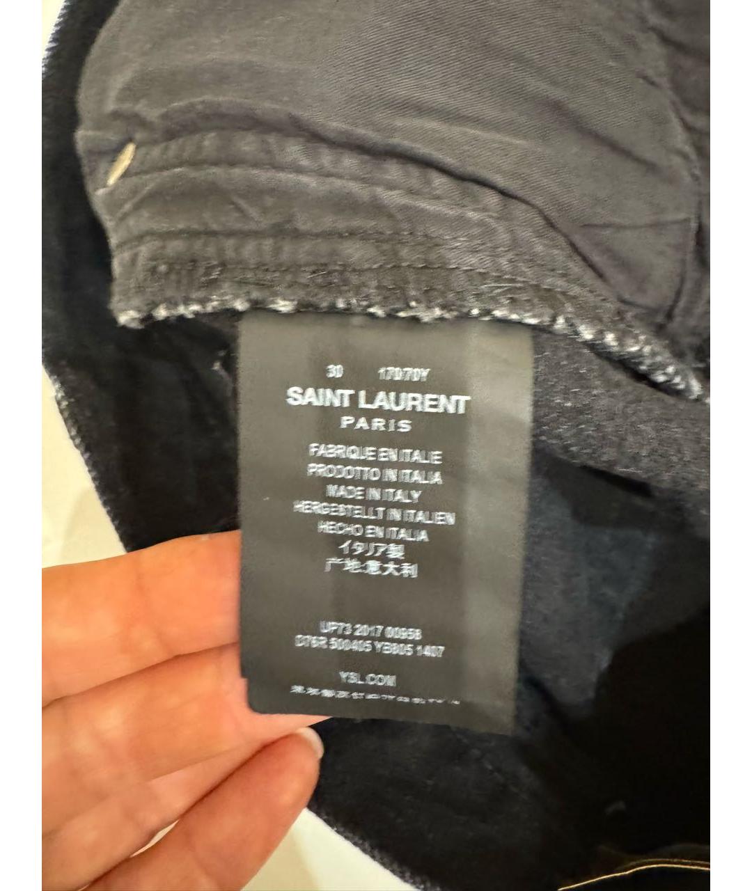 SAINT LAURENT Антрацитовая деним юбка мини, фото 4