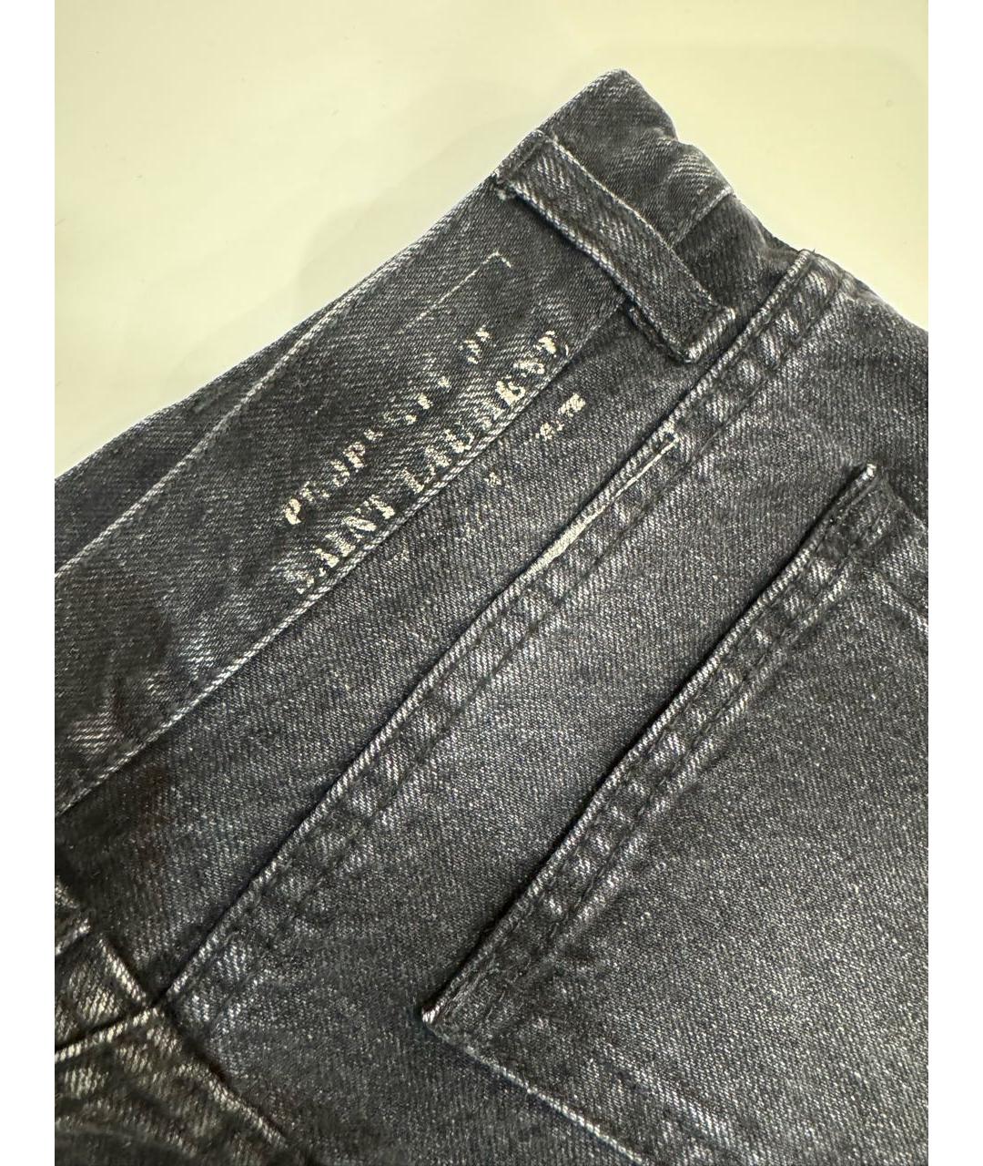 SAINT LAURENT Антрацитовая деним юбка мини, фото 5