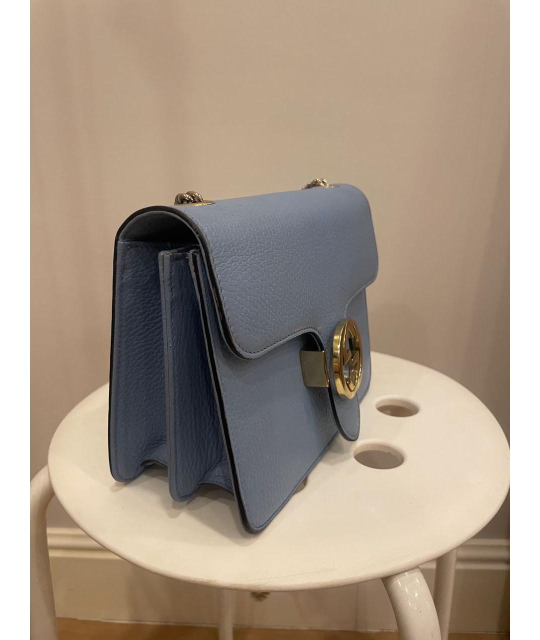 GUCCI Голубая кожаная сумка через плечо, фото 3