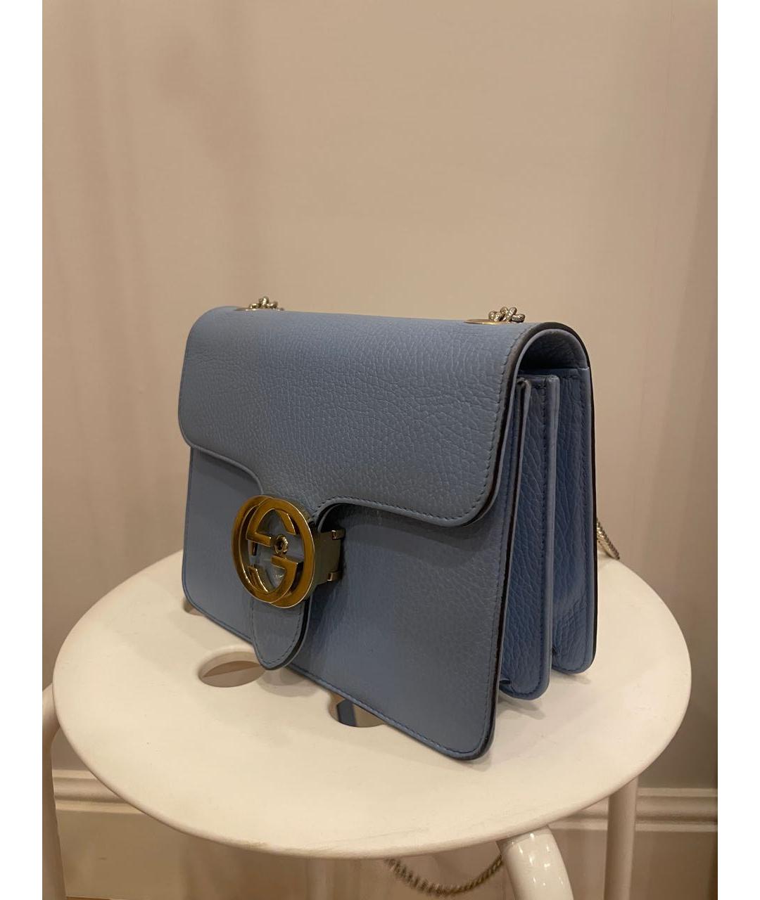 GUCCI Голубая кожаная сумка через плечо, фото 2