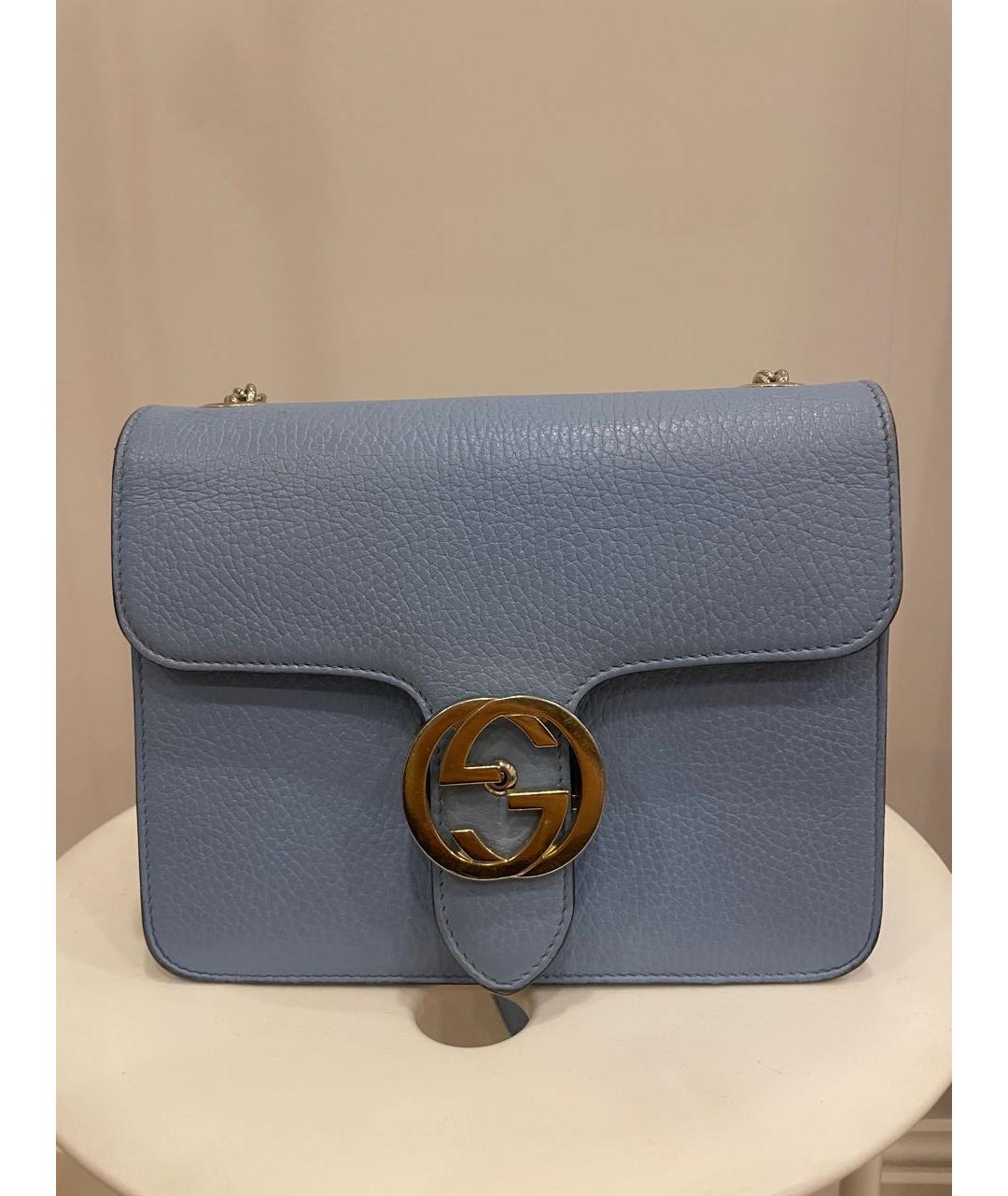 GUCCI Голубая кожаная сумка через плечо, фото 9