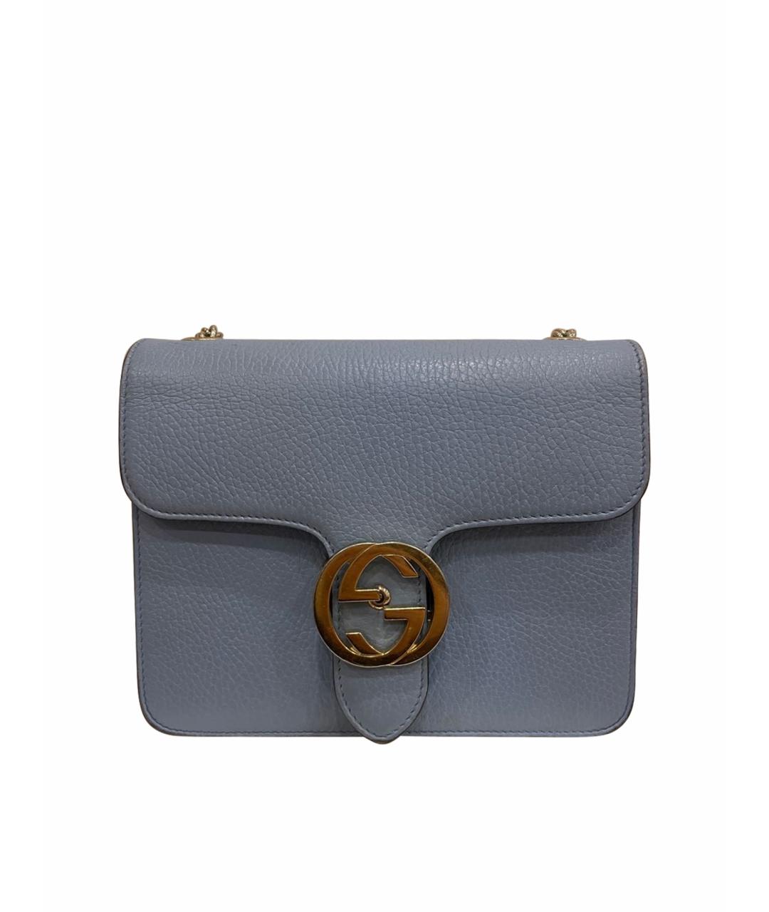 GUCCI Голубая кожаная сумка через плечо, фото 1