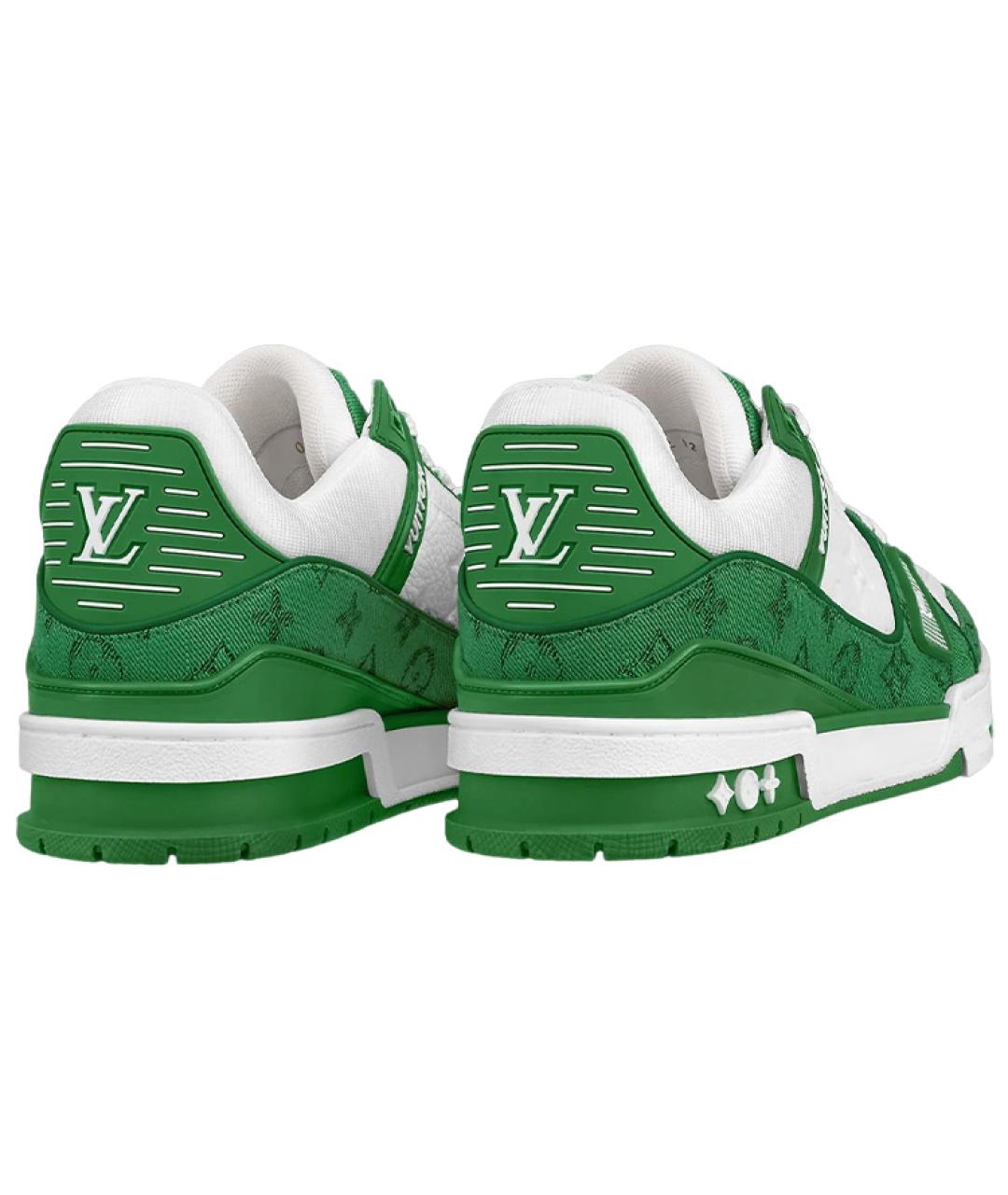 LOUIS VUITTON Зеленые кожаные низкие кроссовки / кеды, фото 4