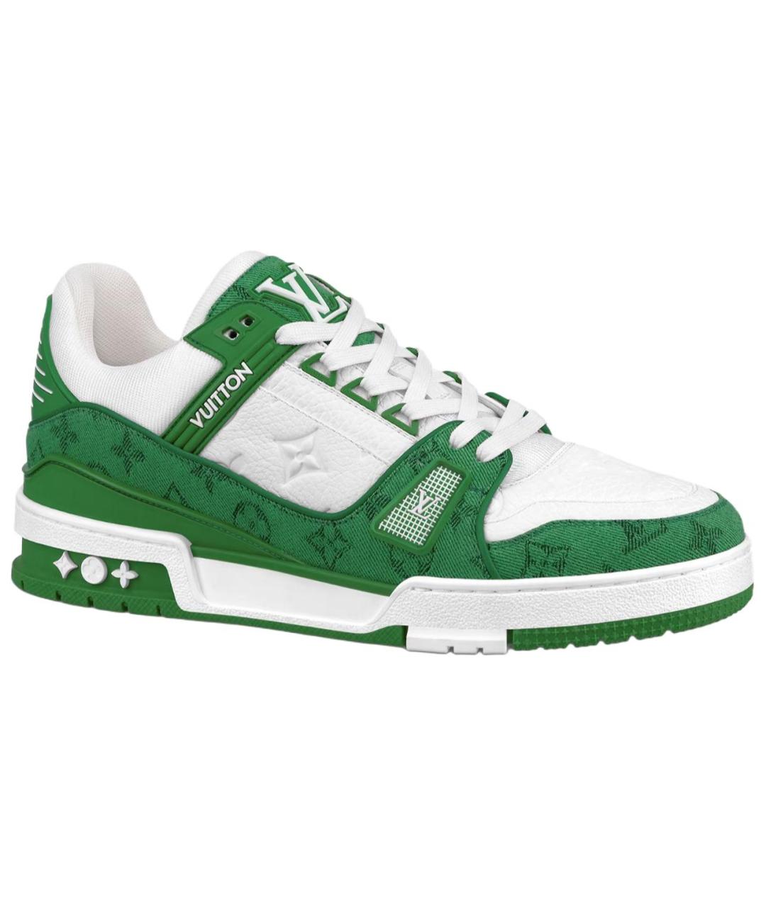 LOUIS VUITTON Зеленые кожаные низкие кроссовки / кеды, фото 1