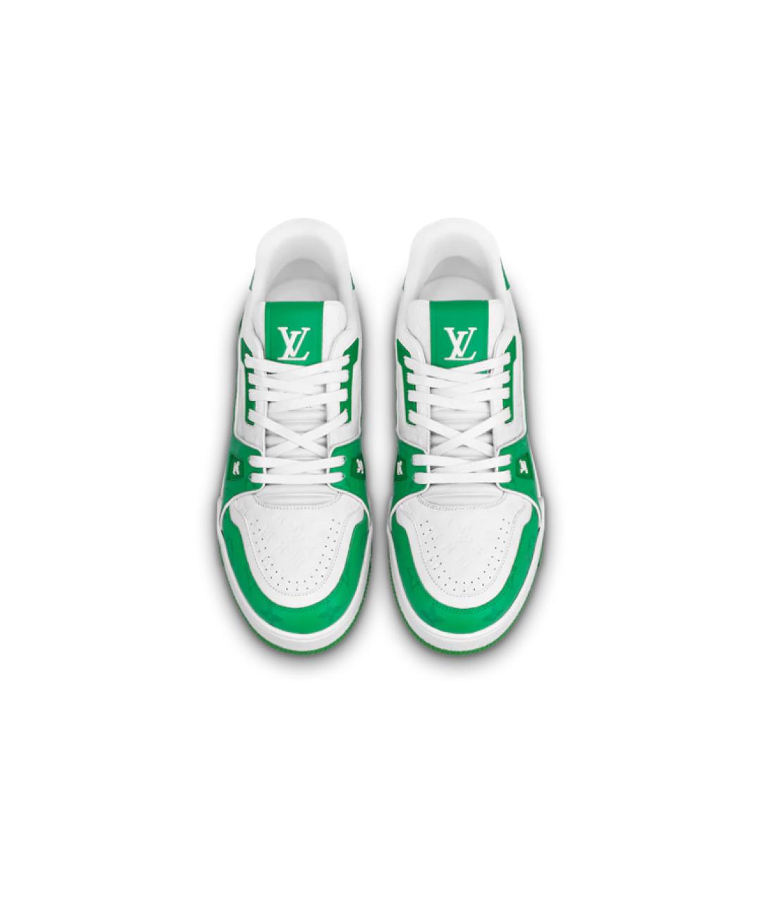 LOUIS VUITTON Зеленые кожаные кроссовки, фото 4