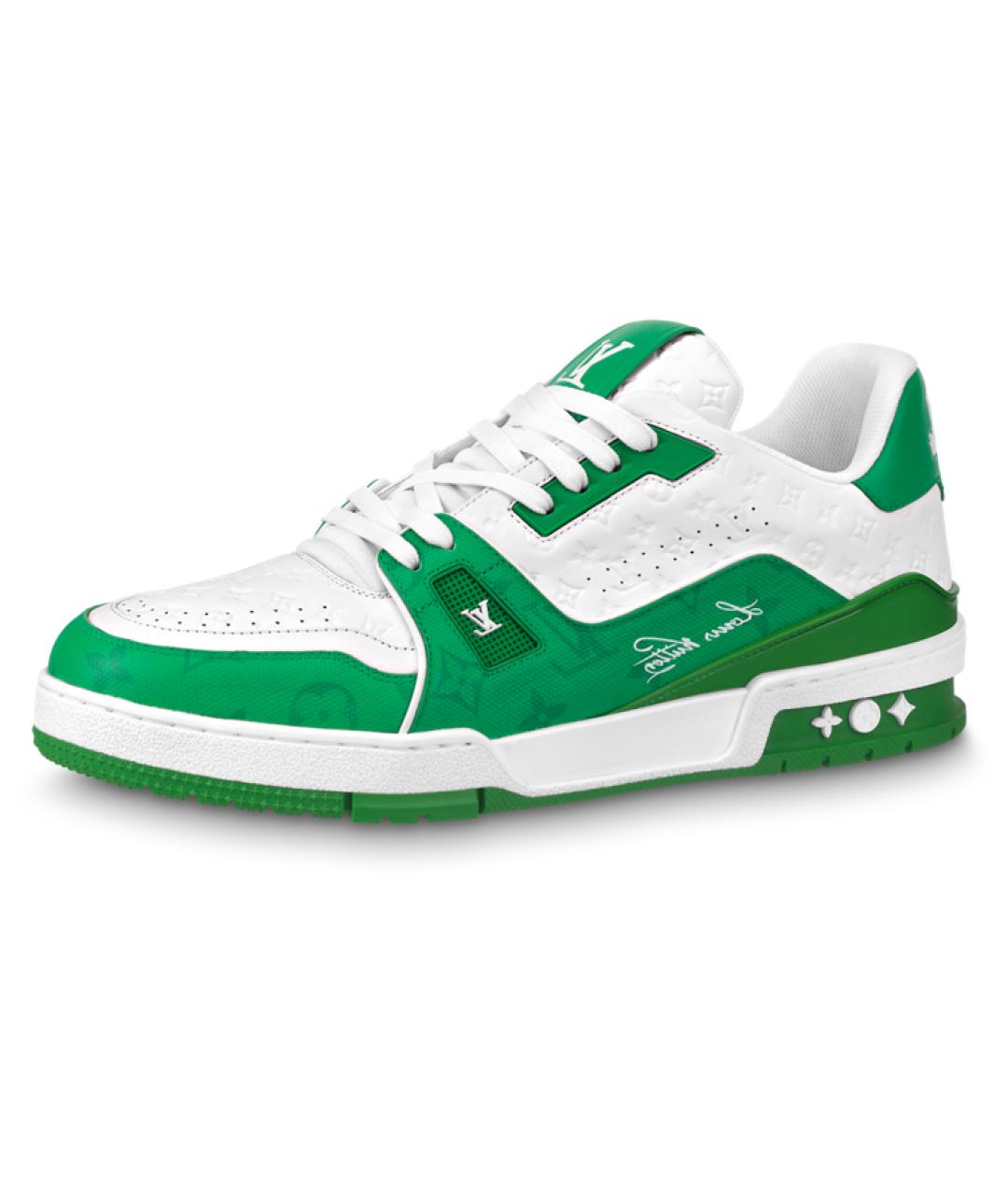 LOUIS VUITTON Зеленые кожаные кроссовки, фото 2