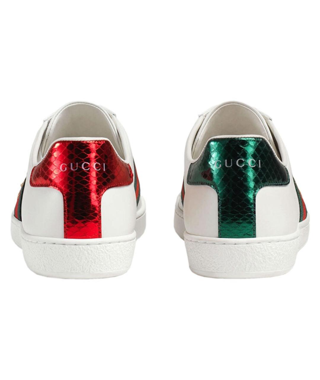 GUCCI Белые кожаные кеды, фото 5