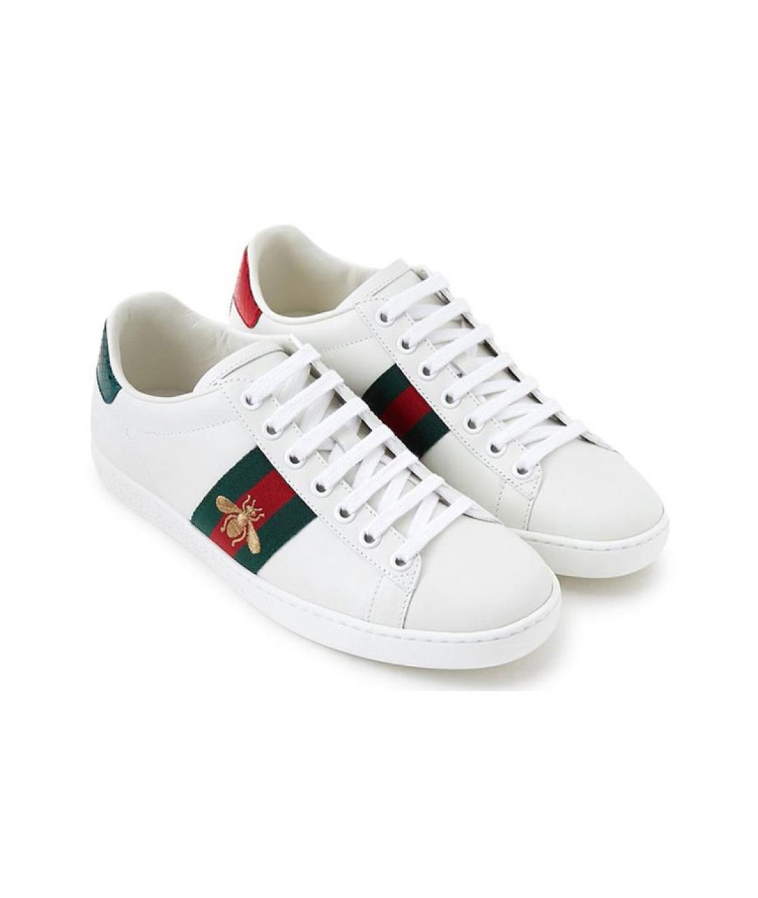 GUCCI Белые кожаные кеды, фото 4