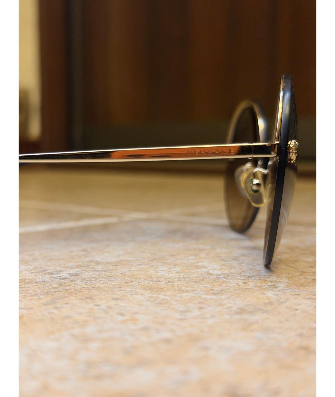 VERSACE Коричневые металлические солнцезащитные очки, фото 3