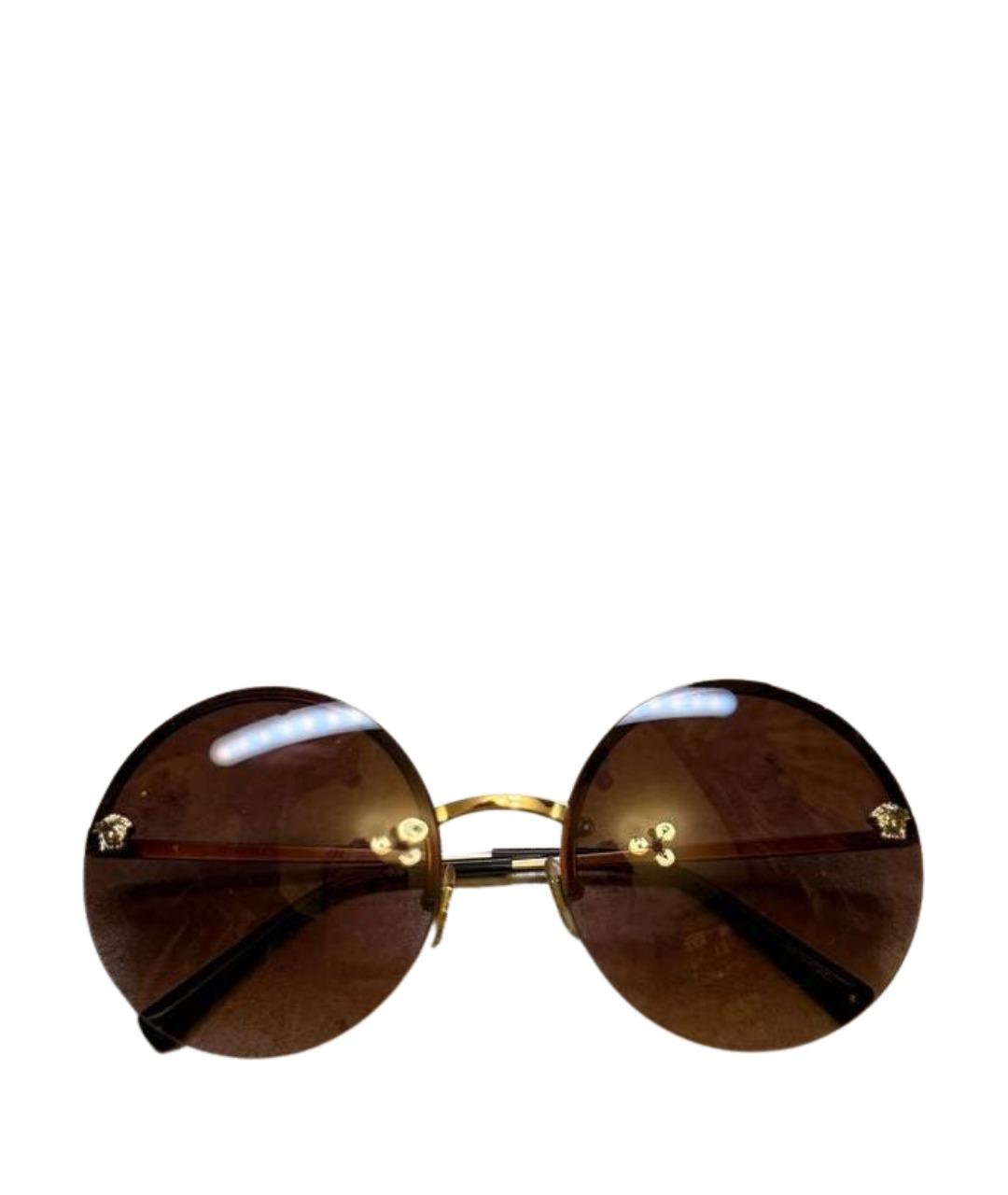 VERSACE Коричневые металлические солнцезащитные очки, фото 1