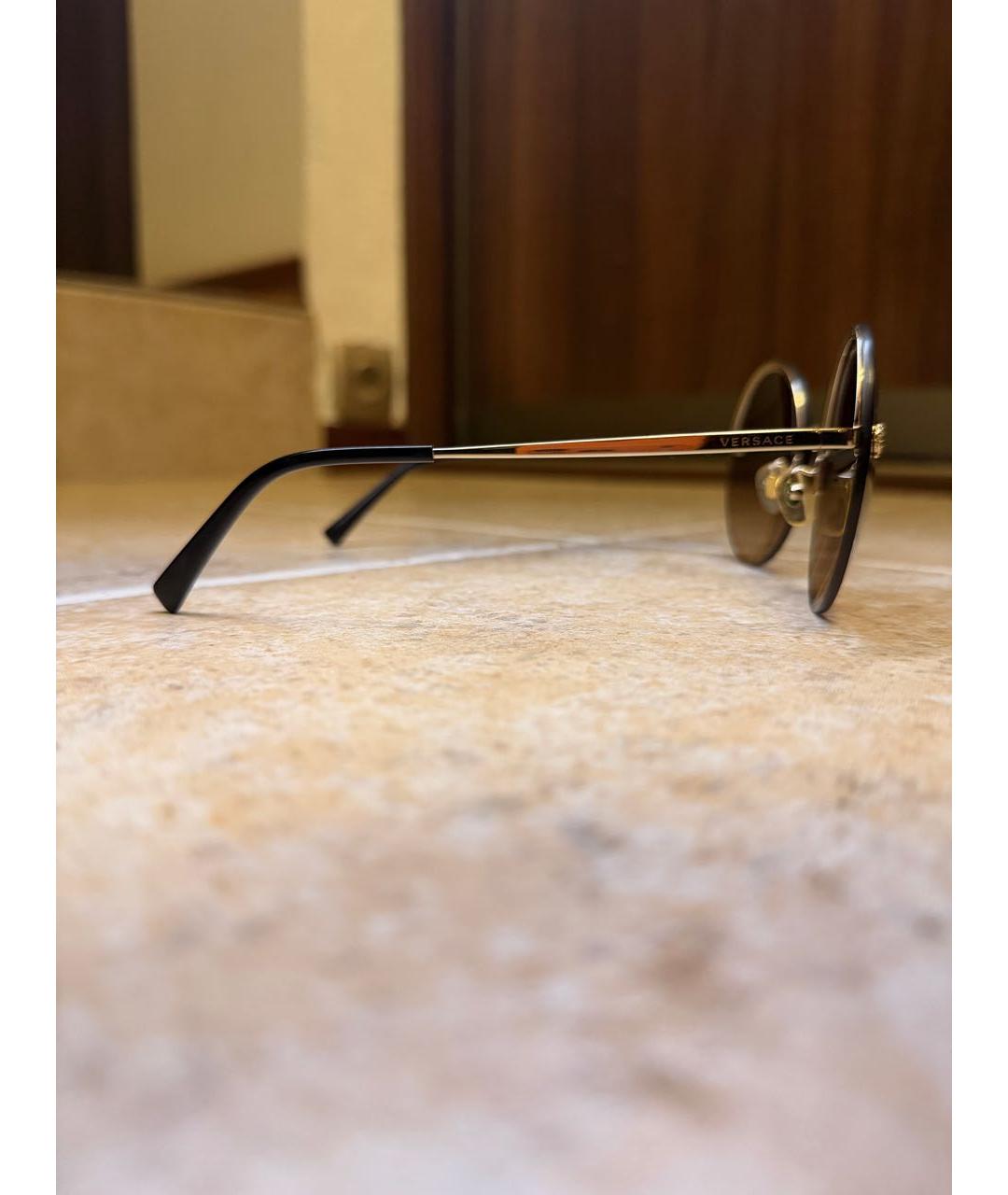 VERSACE Коричневые металлические солнцезащитные очки, фото 2