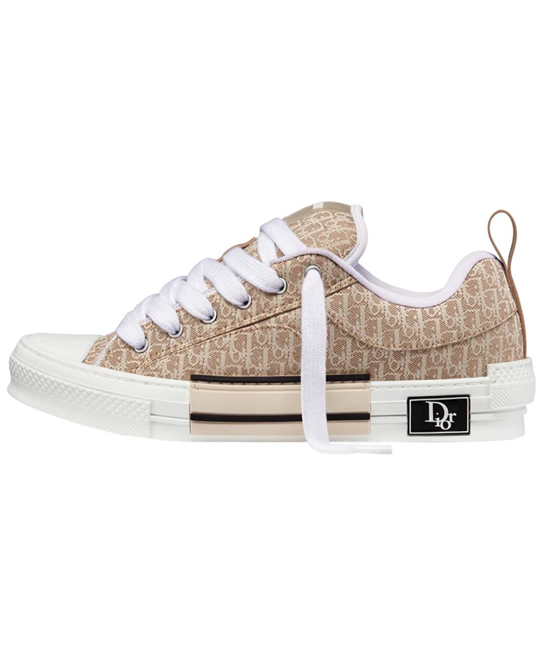 CHRISTIAN DIOR Бежевые текстильные низкие кроссовки / кеды, фото 2