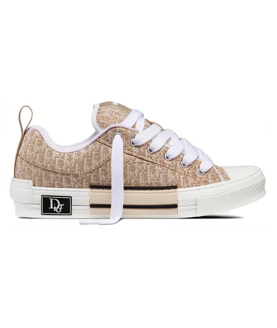CHRISTIAN DIOR Бежевые текстильные низкие кроссовки / кеды, фото 6