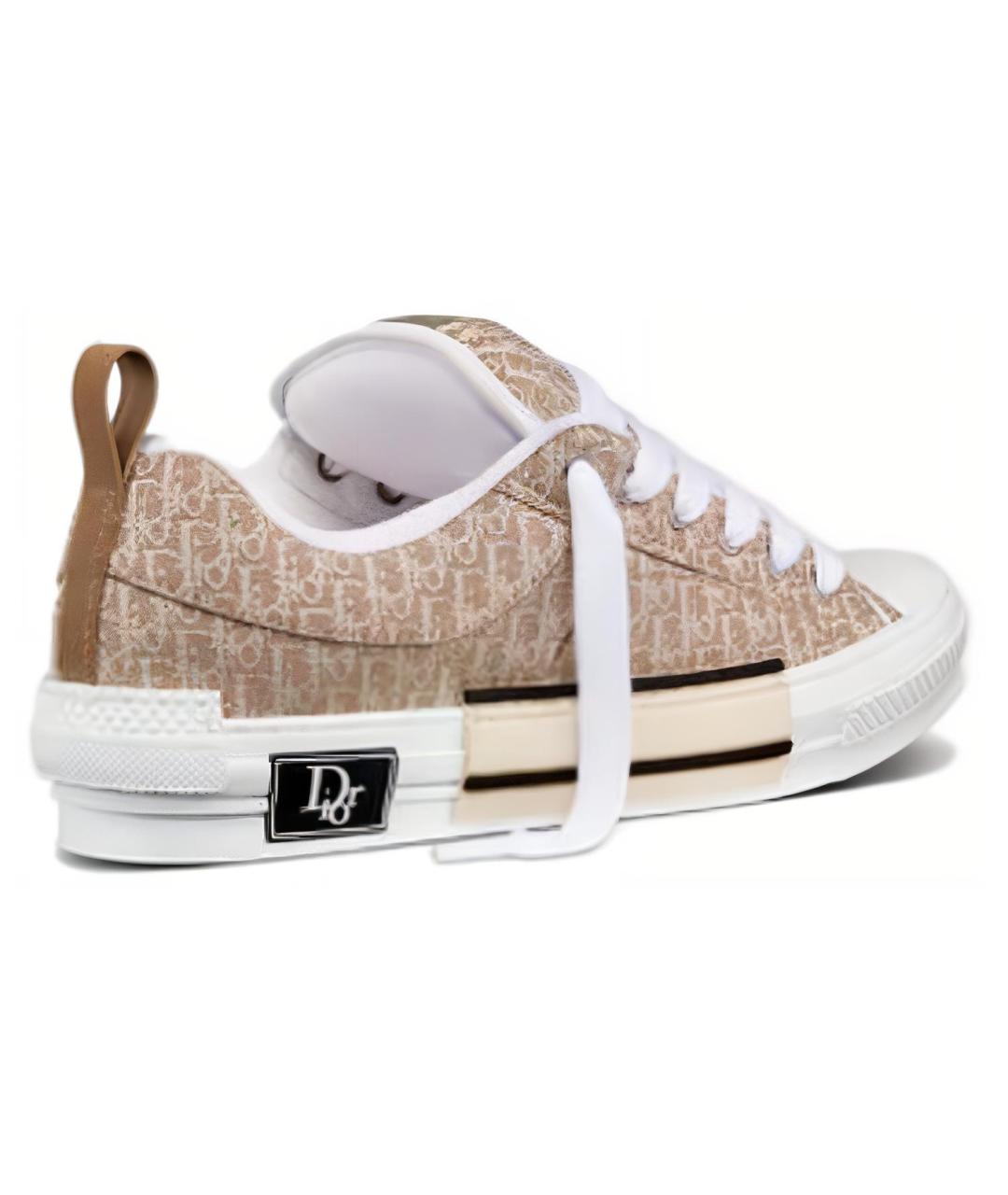 CHRISTIAN DIOR Бежевые текстильные низкие кроссовки / кеды, фото 4